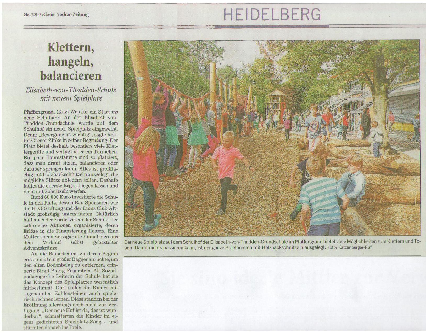 Artikel über den neuen Schulhof der Grundschule